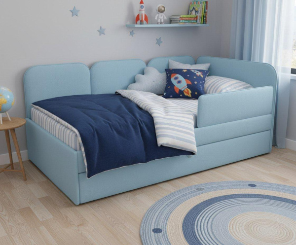 Угловая кровать Соната Грей 90х190 с доп.спальным местом (универсальный угол)