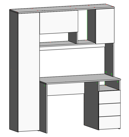 Стол Кабинет 1550 мм (корпус белый + фасады дуб сонома). Левый/правый