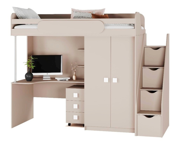 Кровать-чердак Колледж-2 (цвет: велюр) 200х90 от Династия Kids