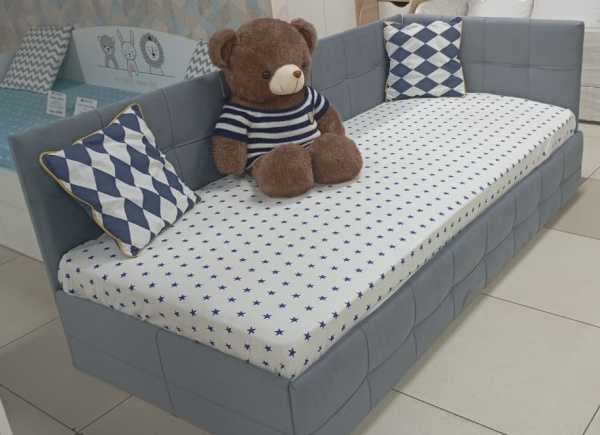 Угловая кровать Бонни 90х200 (унивесральный угол). Велюр Тедди 335 от Династия Kids