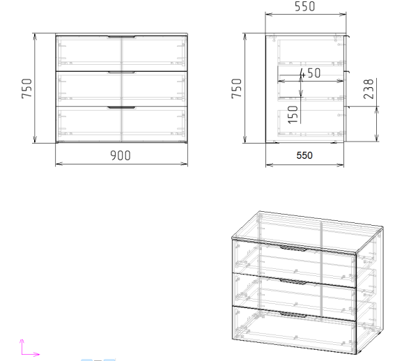 Комод коллекции Брайт Графит от Династия Kids