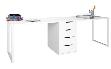 Стол Дуэт 2400 мм (белый + опоры белые) от Династия Kids