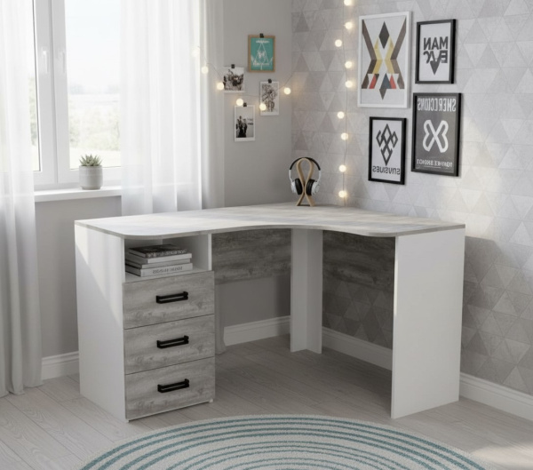 Стол угловой коллекции Гранд с 3 ящиками (ширина 1160 мм) от Династия Kids