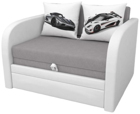 Диван выкатной Малыш Белый 1000 мм (подушки с принтом)