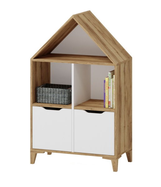 Стеллаж-Домик 5 (дуб золотистый+белый)