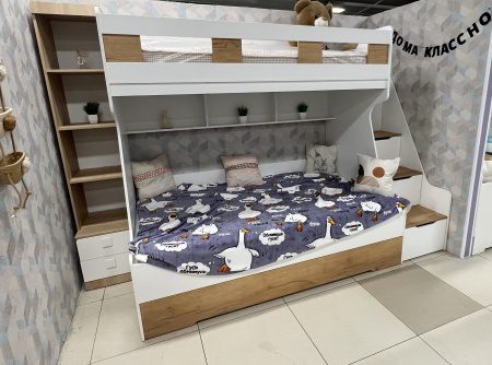 Кровать 3-х ярусная РУМ 120х200 (цвет белый) 