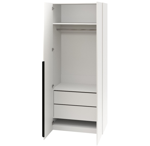 Шкаф 2-х дверный коллекции Брайт (внутри штанга + ящик)