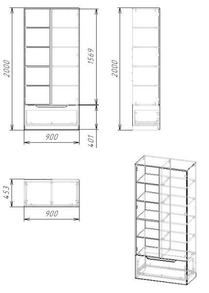 Шкаф-стеллаж Мозаика от Династия Kids