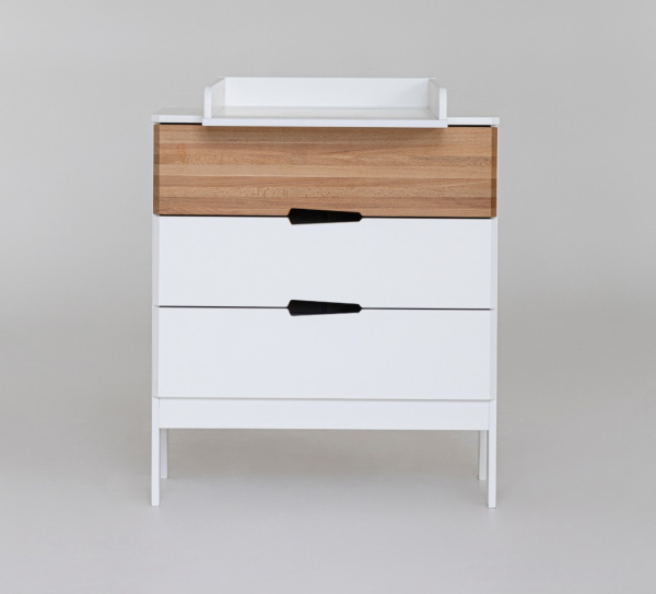 Комод Aлберо белый/дерево (со съемным пеленальным столом) от Династия Kids
