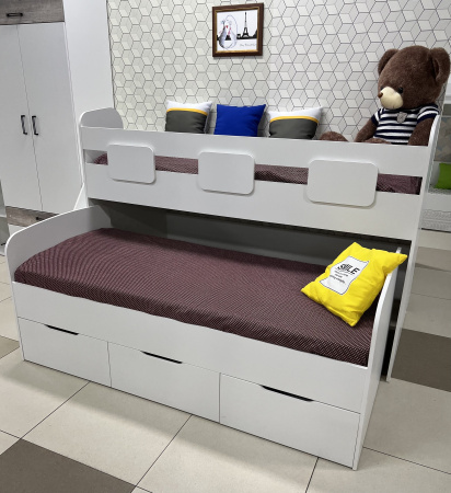 Кровать двухъярусная Городок (цвет белый) от Династия Kids