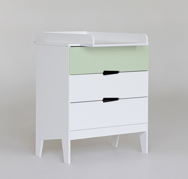 Комод Aлберо белый/шалфей (со съемным пеленальным столом)