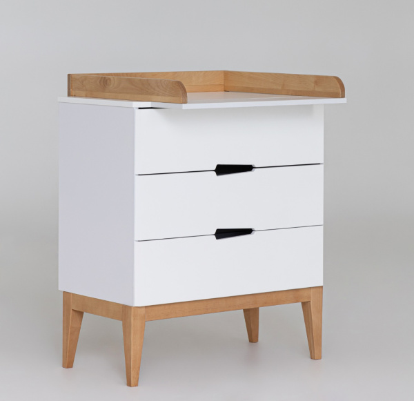 Комод Mиа белый/дерево (со съемным пеленальным столом) от Династия Kids
