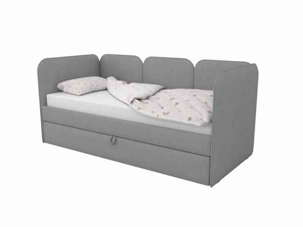 Мягкая кровать Соната Грей 90х190 с доп. спальным местом 