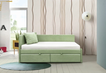 Угловая кровать 80х160 Слайт (универсальный угол). Велюр Тедди  от Династия Kids