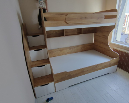 Кровать БИГ 120х200 (дуб золотистый + белый) от Династия Kids