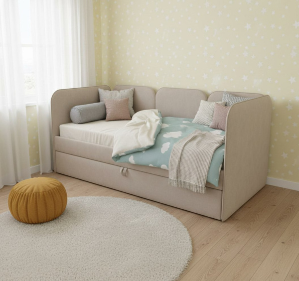 Мягкая кровать Соната Беж 80х160 с доп. спальным местом 