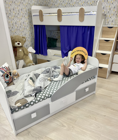 Кровать 160х80 Умка-5 (серебро+белый)  от Династия Kids