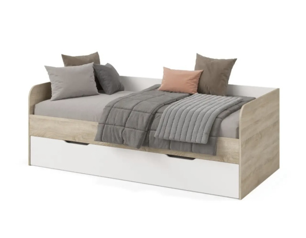 Кровать Дабл с выкатным спальным местом 190х90 (дуб сонома + белый) от Династия Kids
