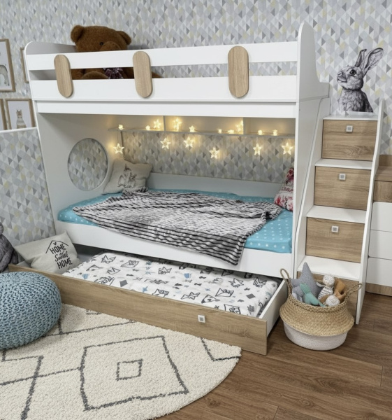 Кровать Фортуна-3 (дуб сонома + белый) 190х80