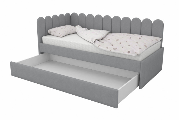 Угловая кровать Элис Грей 90х190 (универсальный угол) с доп.спальным местом