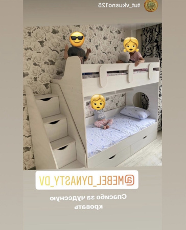 Двухъярусная кровать Фортуна (левая) Цвет: белый 180х80 от Династия Kids