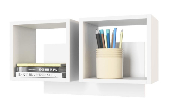 Полка настенная Квадрат-2 (цвет белый) 744 мм