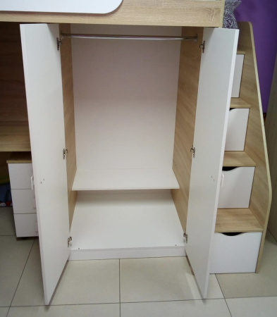 Кровать-чердак Колледж-2 дуб сонома+белый 80х200  от Династия Kids