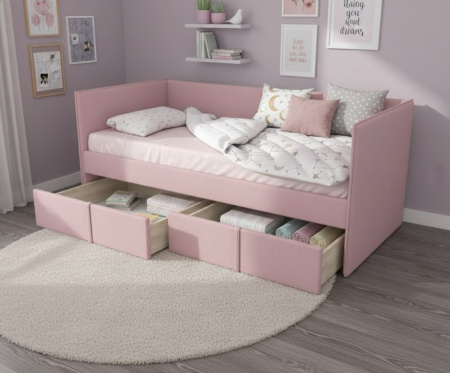 Мягкая кровать МОНО 80х180 с 2 ящиками (цвета разные)