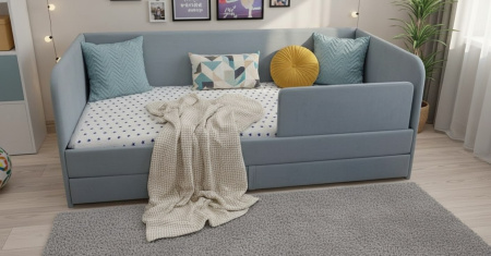 Мягкая кровать 200х90 Nepos (велюр Тедди 310 синий)