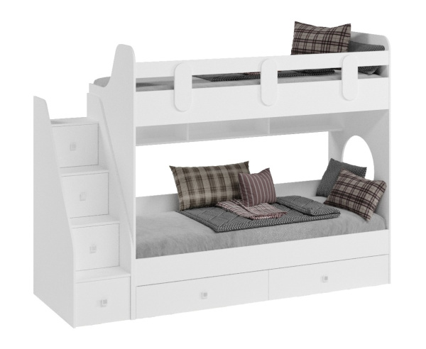 Кровать двухъярусная Фортуна-2 (цвет белый) 180*80
