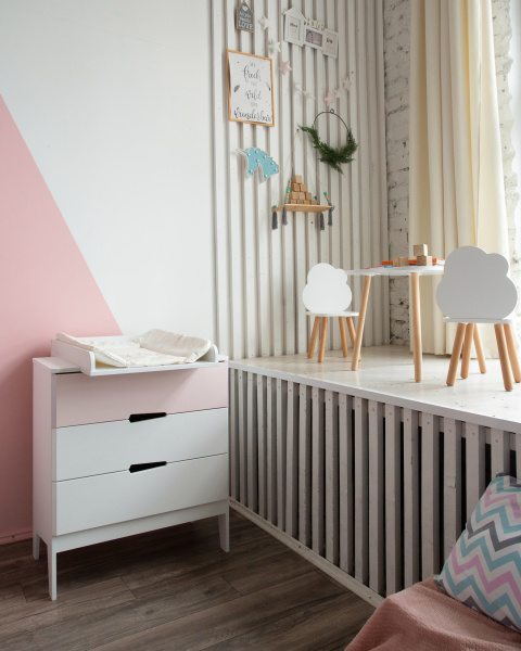 Комод Aлберо белый/розовый (со съемным пеленальным столом) от Династия Kids
