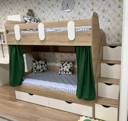 2-х ярусная кровать Фортуна (корпус дуб сонома + фасады белые) 180*80 от Династия Kids