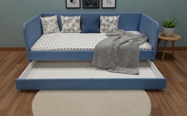 Мягкая кровать 200х90 Nepos (велюр Тедди 310 синий)