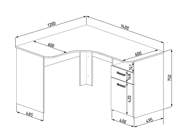 Стол угловой Твой Стиль 1400 мм от Династия Kids