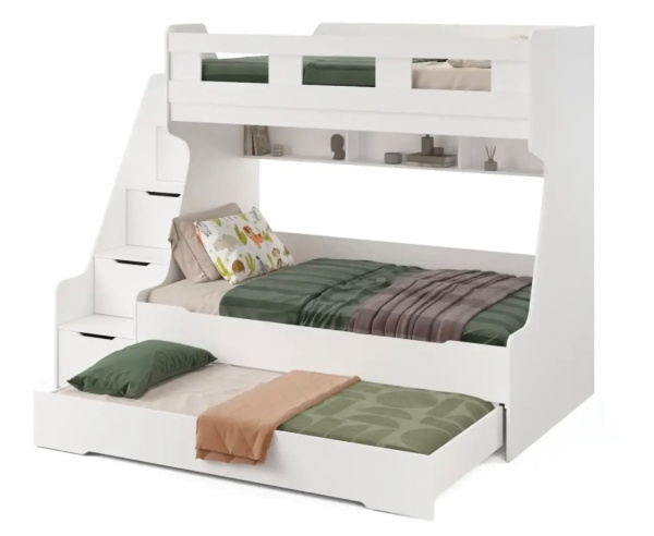 Кровать 3-х ярусная РУМ 120х200 (цвет белый) 