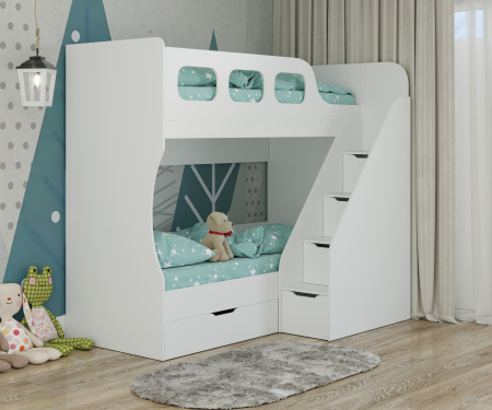Двухъярусная кровать Умка-7 (цвет белый) 190х80  от Династия Kids