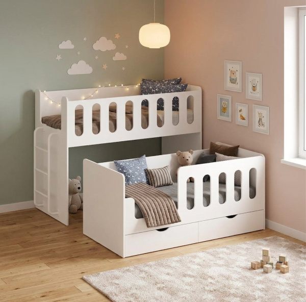 Двухъярусная выдвижная кровать Близняшки 160х80  от Династия Kids