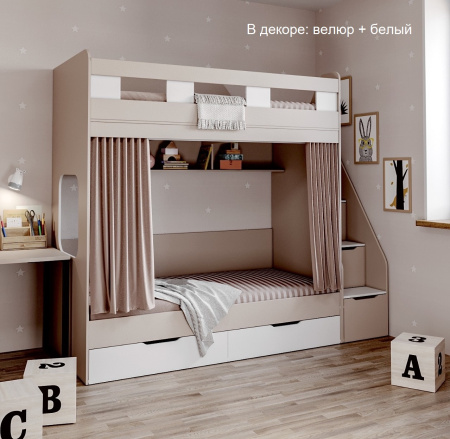 Кровать двухъярусная Твинс 190х90 (серебро + белый) от Династия Kids