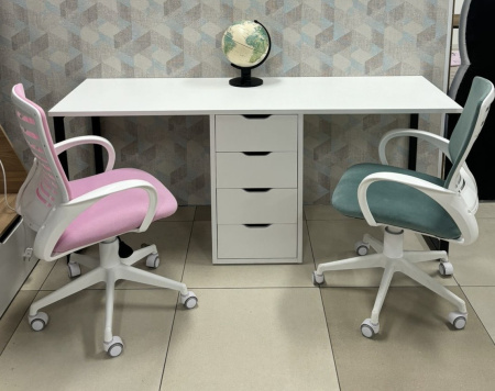 Стол Дуэт 2000 мм (белый + опоры белые) от Династия Kids