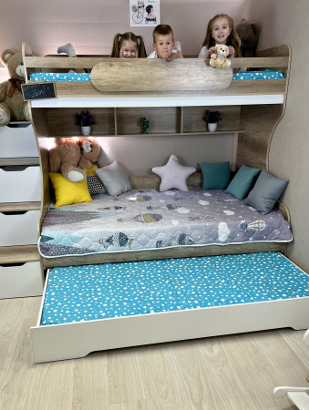 Кровать Биг 120х200 (дуб каньон + белый) от Династия Kids