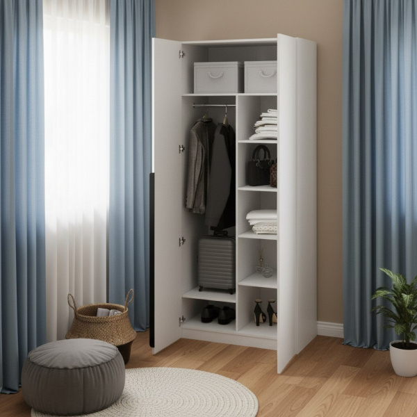 Шкаф 2-х створчатый коллекции Брайт (штанга + полки)