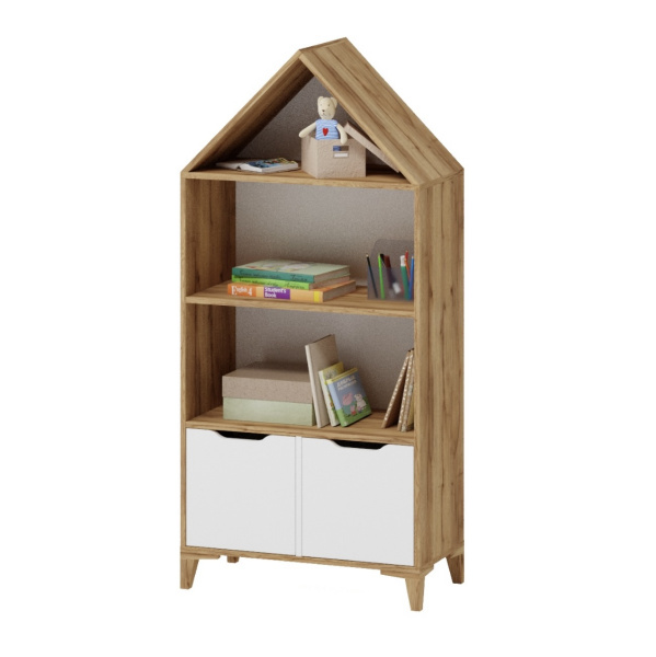 Стеллаж-Домик 7 (дуб золотистый+белый)