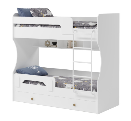 Кровать 2-х ярусная Омега (лестница черная) 190х80 от Династия Kids