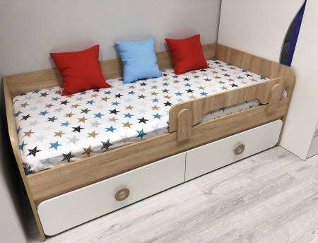 Кровать 190х90 коллекции Юниор 6.1 (дуб сонома+белый) от Династия Kids
