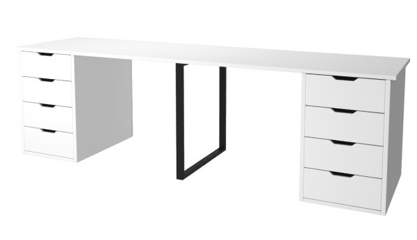 Стол Дуэт 2200 мм (две тумбы) белый + опора черная