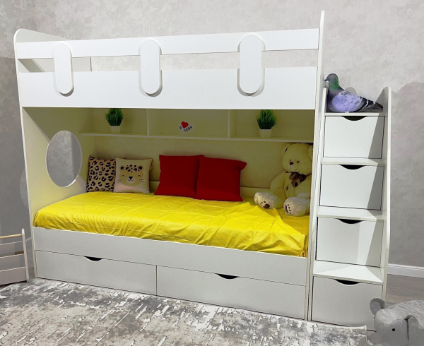 Двухъярусная кровать Фортуна 200х90 (цвет белый)