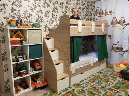 2-х ярусная кровать Фортуна (корпус дуб сонома + фасады белые) 180*80 от Династия Kids