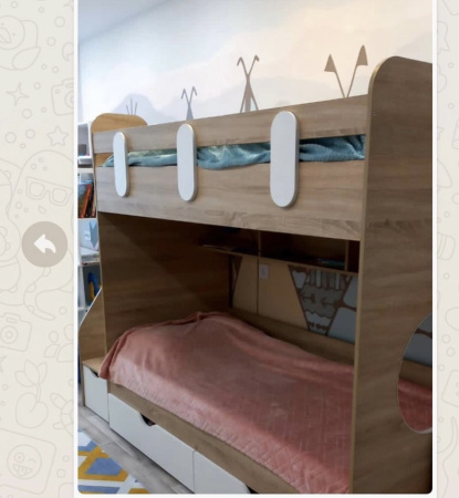 Двухъярусная кровать Фортуна (правая) Корпус дуб сонома+фасады белые 180х80  от Династия Kids