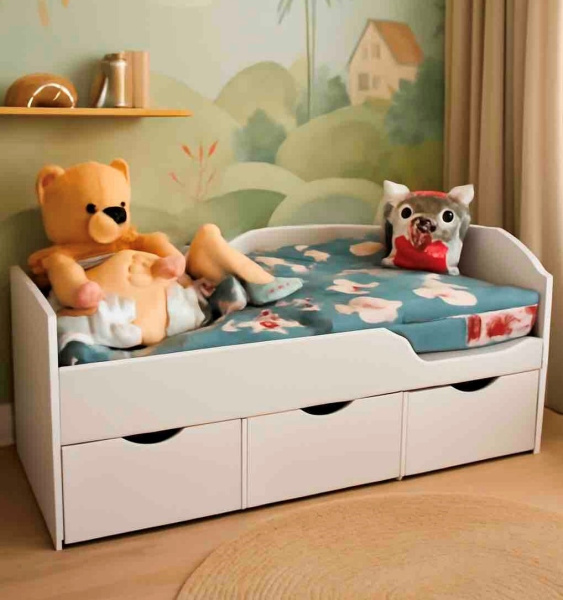 Кровать детская Малыш 80х160 (цвет белый)