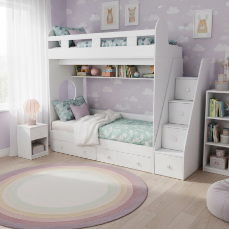 Двухъярусная кровать Юниор-1 (цвет белый) 160х80 от Династия Kids